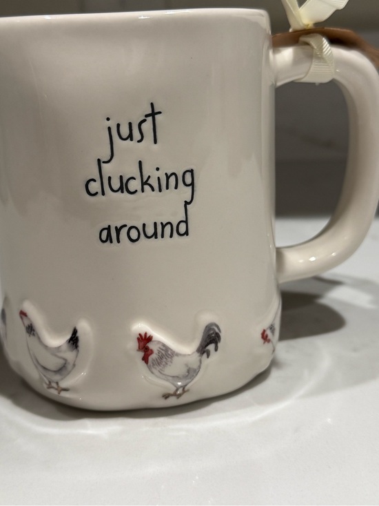 Rae Dunn Other - Rae Dunn White Ceramic Mug with Rooster Motif ‘Just Clucking Around’ NWT
